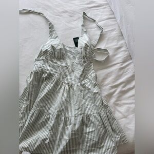 Wild Fable Halter Dress in Green and White Stripes NWT